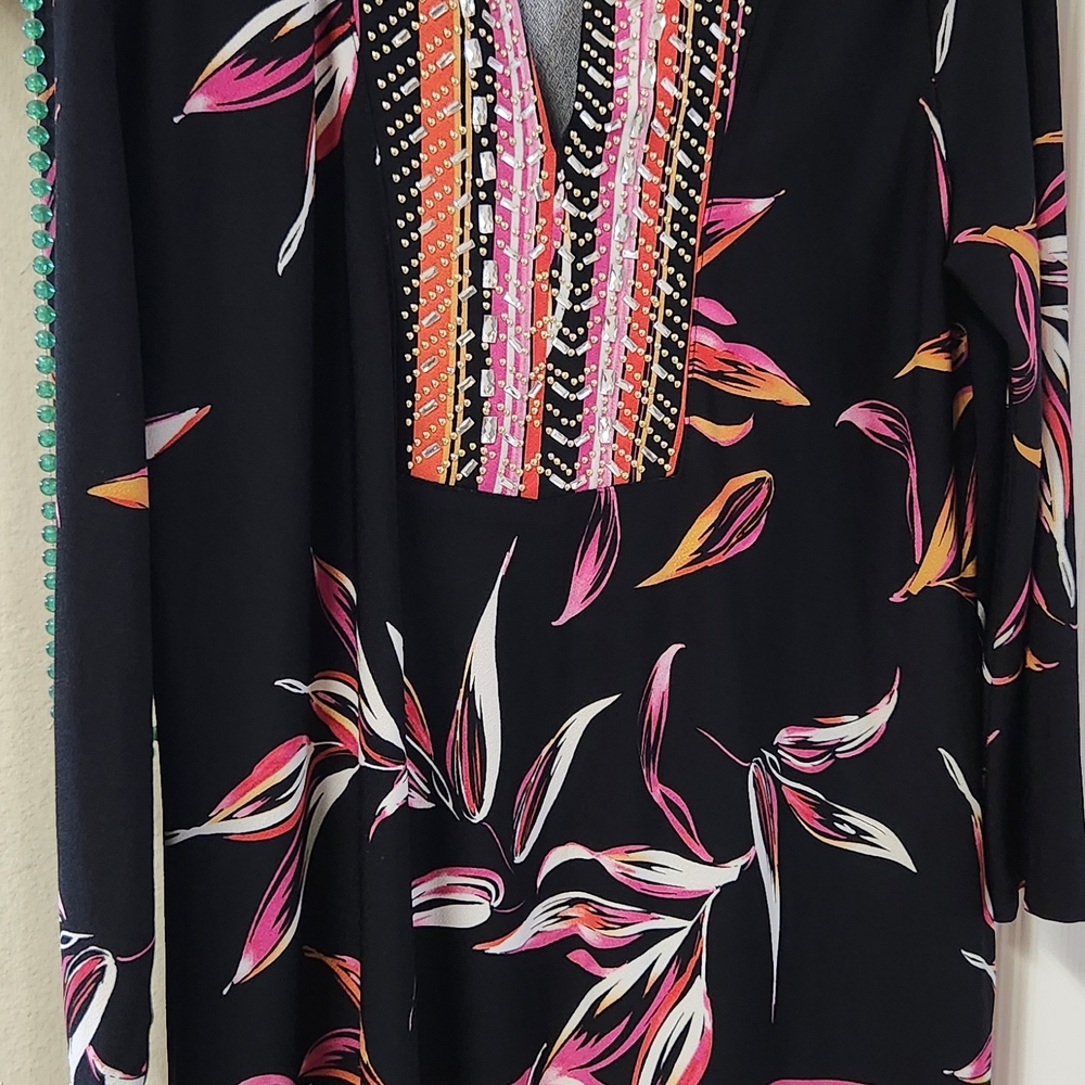 Peck & Peck Black Floral Blouse